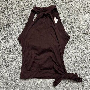 Y2K Monteau Brand Brown Halter Neck Top With Open Back Size S